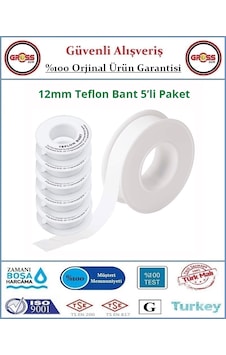 Teflon Bant Sızdırmazlık Bandı 12mm - 5 Adet