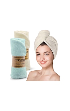 Mikrofiber Saç Havlusu Süper Emici Hızlı Kuruyan Türban Saç Havlusu Şapkası Uzun Kıvırcık Kalın Saçlar İçin Duş Saç Kurutma Havlusu, Plaj Havuz Banyo Kullanım 2li Krem + Turkuaz Sku: Zeusb0dyk4wf 4 Renk