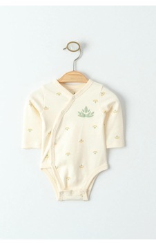 Eslenza Organik Unisex Bebek Body - Desenli Krem Eslenza Organik Unisex Bebek Body - Desenli Krem