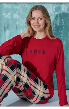 Cotonhause Kadın Uzun Kol Kırmızı Pijama Takımı C5t0n9o02-11 001