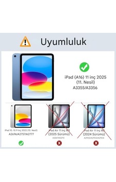 Apple iPad Uyumlu 11. A16 11inç/10. 10.9inç İle Uyumlu Kılıf Pu Deri Standlı Case Sku: Zeusb0dwxw5d3s Arka Kapak