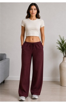 Mixxtrend Kadın Tencel Rahat Pantolon Bordo Mixxtrend Kadın Tencel Rahat Pantolon Bordo