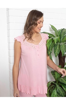 Limissi İmissi Ohusa V Yaka Fırfırlı Pijama Takımı - Pembe L / Xxl Limissi İmissi Ohusa V Yaka Fırfırlı Pijama Takımı - Pembe L / Xxl