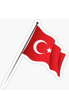 Türk Bayrağı Sticker Yapıştırma 17cm Türk Bayrağı Sticker Yapıştırma 17cm