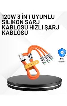 3 Ü 1 Arada Kablo 120w Hızlı Şarj Ve Veri Aktarımı Özellikli - 3 Ü 1 Arada Kablo 120w Hızlı Şarj Ve Veri Aktarımı Özellikli -