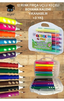 12 Renk Fırça Uçlu Keçeli Boyama Kalemi Yıkanabilir +3 Yaş Water Color Brush Pen 12 Renk Fırça Uçlu Keçeli Boyama Kalemi Yıkanabilir +3 Yaş Water Color Brush Pen