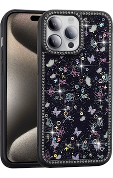 Apple Uyumlu iPhone 14 Pro Max Kılıf Taşlı Ve Simli Tasarım Zore Azra Kapak Siyah Apple Uyumlu iPhone 14 Pro Max Kılıf Taşlı Ve Simli Tasarım Zore Azra Kapak Siyah