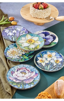 6 Lı Çiçek Desenli Servis Tabağı Seti 27 Cm Yemek, Pasta Ve Tatlı Tabağı Çok Renkli 6 Lı Çiçek Desenli Servis Tabağı Seti 27 Cm Yemek, Pasta Ve Tatlı Tabağı Çok Renkli