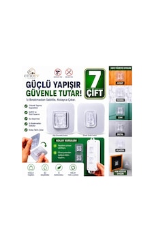 7 Çift Şeffaf Çift Taraflı Geçmeli Yapışkanlı Askı Priz Ve Tablo Sabitleyici Matkapsız Duvar Aparatı Şeffaf Şeffaf 7 Çift Şeffaf Çift Taraflı Geçmeli Yapışkanlı Askı Priz Ve Tablo Sabitleyici Matkapsız Duvar Aparatı Şeffaf Şeffaf