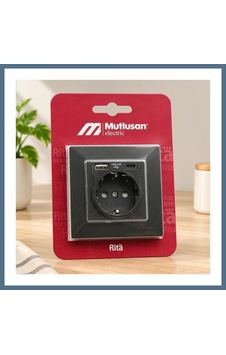 Buradabulabilirsin Füme Topraklı Priz Usb Ve Type-c Girişli Çerçeveli Bbz Buradabulabilirsin Füme Topraklı Priz Usb Ve Type-c Girişli Çerçeveli Bbz