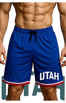 Top Glory Cepli Utah Baskılı Basketbol Şortu Spor Şort Top Glory Cepli Utah Baskılı Basketbol Şortu Spor Şort