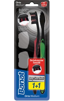 Banat Deep Clean Black Kapaklı Diş Fırçası Medium 2'li x 2 Paket Banat Deep Clean Black Kapaklı Diş Fırçası Medium 2'li x 2 Paket