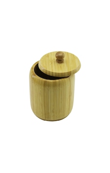 Lunaev No-10 Ahşap - Bambu Şekerlik Kapaklı Çap: 9 Cm Derinlik: 10.5 Cm Açık Kahverengi