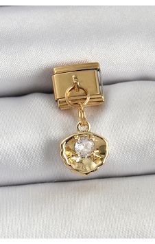 316l Çelik Sallantılı Zirkon Taşlı İstiridye Model Gold Renk Nomination Charm 5886 Belirtilmemiş