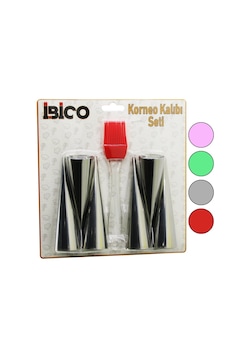 Lunaev 7pcs 6-korneo Kalıp - 1-silikon Fırça Pasta Dekorasyon Seti Çap:3.4 Cm X Uzunluk:12 Cm