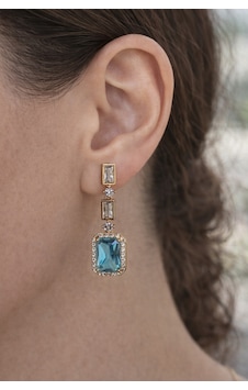 Çelik Rose Gold Mavi Kristal Taşlı Bianca Küpe -kararma Yapmaz- Pembe Çelik Rose Gold Mavi Kristal Taşlı Bianca Küpe -kararma Yapmaz- Pembe