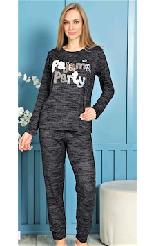 Dika Örme Pijama Takım Navy Blue/ Zen Ev Giyim Lacivert Melanj