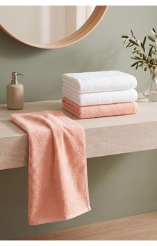 Beyaz & Somon Doğal Renkli 4'lü %100 Pamuklu Havlu Seti 50x90 Çok Renkli Beyaz & Somon Doğal Renkli 4'lü %100 Pamuklu Havlu Seti 50x90 Çok Renkli
