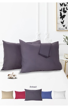 Vionel Home Pamuklu Çizgili Saten Yastık Kılıfı Antrasit 2'li 50 x 70 Vionel Home Pamuklu Çizgili Saten Yastık Kılıfı Antrasit 2'li 50 x 70