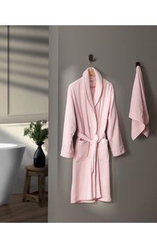 Madame Coco Avril Şalyaka Unisex Bornoz Set Pudra