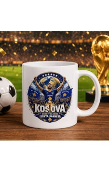 Bk Gift Kosova Taraftar Temalı Dünya Futbol Kupası Tasarımlı Beyaz Kupa Bardak-4 Bk Gift Kosova Taraftar Temalı Dünya Futbol Kupası Tasarımlı Beyaz Kupa Bardak-4