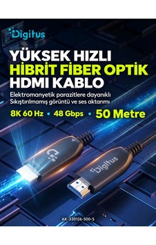 Digitus 50 Metre Hdmı Aoc Hibrit Fiber Optik Kablo 8k 60hz Uhd 48 Gbps Hdr Digitus 50 Metre Hdmı Aoc Hibrit Fiber Optik Kablo 8k 60hz Uhd 48 Gbps Hdr