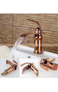 Banyo Lavabo Bataryası Şelale Rose Bakır Banyo Lavabo Bataryası Şelale Rose Bakır