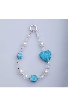 Lexroo Parlayan Taş Tasarımlı 30mm Dot Drill Heart Telefon Bilek Askı İpi - Mavi Lexroo Parlayan Taş Tasarımlı 30mm Dot Drill Heart Telefon Bilek Askı İpi - Mavi