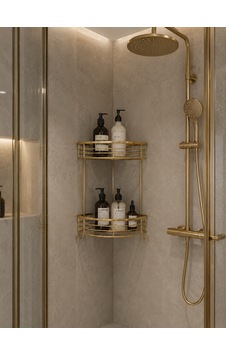 Pirinç 2 Katlı Duş Köşeliği/düzenleyici Mat Gold Pirinç 2 Katlı Duş Köşeliği/düzenleyici Mat Gold