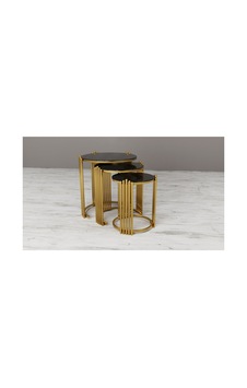 Piano Model 3lü Zigon Sehpa Gold Metal Sehpa Siyah Cam Gold Piano Model 3lü Zigon Sehpa Gold Metal Sehpa Siyah Cam Gold