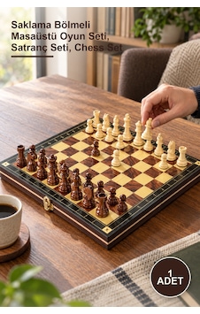 1 Adet Ahşap Mıknatıslı Hazneli Satranç Takımı Saklama Bölmeli Masaüstü Oyun Seti, Satranç Seti, Chess Set 1 Adet Ahşap Mıknatıslı Hazneli Satranç Takımı Saklama Bölmeli Masaüstü Oyun Seti, Satranç Seti, Chess Set