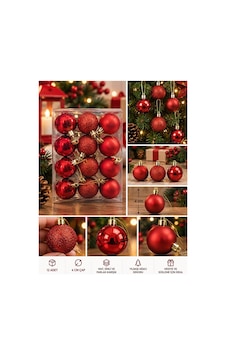 Yeni Yıla Özel 12 Parça Yılbaşı Çam Ağacı Topları Kırmızı Renkli Noel Ağacı Süs Topları 4 Cm Diğer