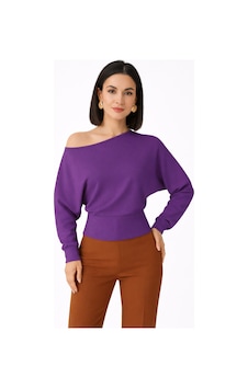 Trend Alisse Kadın Mor Düşük Omuzlu Modal Dokulu Bluz Trend Alisse Kadın Mor Düşük Omuzlu Modal Dokulu Bluz