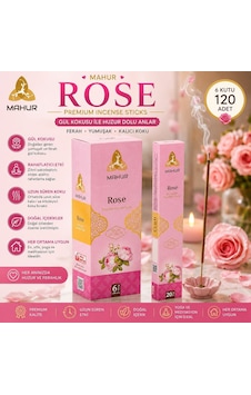 Mahur Rose Gül Kokulu Tütsü 120 Adet 6 Kutu X 20 Çubuk, Premium Çubuk Tütsü, Ev Ofis Yoga Meditasyon Ve Ortam Kokuland