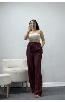 Belendir Kadın Fırfır Detay Pantolon Bordo Açık Bordo Belendir Kadın Fırfır Detay Pantolon Bordo Açık Bordo