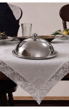 Metal Kulplu Fanus Paslanmaz Çelik Gümüş 18 Cm Tabaklı Kek Pasta Sunum Stand Tepsi Gümüş - 835276746