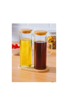 2'li Borosilikat Cam Yağdanlık Seti 280 Ml Şeffaf