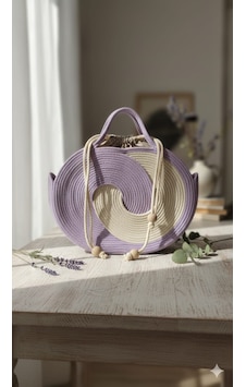 Loom Collection Sonsuzluk Çantası Krem - Lila Loom Collection Sonsuzluk Çantası Krem - Lila