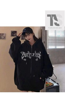 Adrift Butterfly Yazılı Figürlü Sweatshirt Fermuarlı Hırka Siyah Adrift Butterfly Yazılı Figürlü Sweatshirt Fermuarlı Hırka Siyah