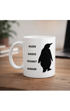 Buğz Bazen Sadece Cesaret Gerekir Kupa Model 160 Nihilist Penguen Tasarımlı Porselen Kupa İlham Veren Motif, Özgün Hediye Diğer Buğz Bazen Sadece Cesaret Gerekir Kupa Model 160 Nihilist Penguen Tasarımlı Porselen Kupa İlham Veren Motif, Özgün Hediye Diğer