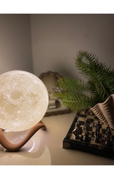 Dolunay Ay 3d Isikli Standli Elektrikli Dekoratif Gece Lambasi Hediyelik Kure Led 20 Cm Beyaz