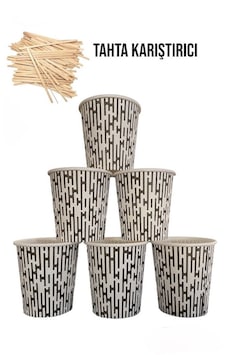 Yıldırım Paper Cup 6.5 Oz Karton Bardak 3000 Adet + 1000 Adet Tahta Karıştırıcı