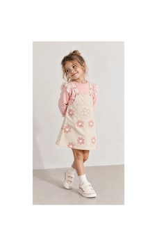 Nota Kids Kız Çocuk Çiçek Desenli Jile Elbise Takım Dantel Kollu Pudra Sweatshirt Ve Askılı Elbise Krem Nota Kids Kız Çocuk Çiçek Desenli Jile Elbise Takım Dantel Kollu Pudra Sweatshirt Ve Askılı Elbise Krem