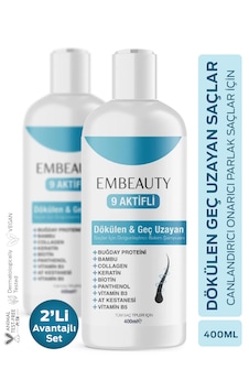 Embeauty Kolajen & Keratin Saç Dökülmesine Karşı Hızlı Saç Uzatan Dolgunlaştırıcı ve Besleyici Şampuan 2 x 400 ML Embeauty Kolajen & Keratin Saç Dökülmesine Karşı Hızlı Saç Uzatan Dolgunlaştırıcı ve Besleyici Şampuan 2 x 400 ML
