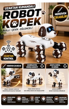 Uzaktan Kumandalı Şarjlı Robot Köpek Kahverengi-beyaz Merdiven Çıkabilen Hareketli Oyuncak Uzaktan Kumandalı Şarjlı Robot Köpek Kahverengi-beyaz Merdiven Çıkabilen Hareketli Oyuncak
