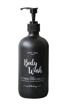 Siyah Cam Duş Jeli Şişesi - 500 Ml Body Wash Siyah Siyah