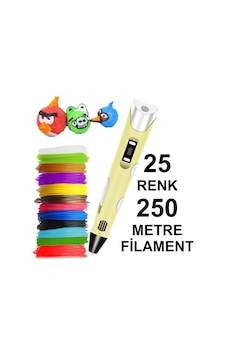 Sarı 3d Kalem Yazıcı 25 Renk 250 Metre 25x10metre Pla Filament