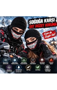 Ulupazarlama Unisex Tam Yüz Balaklava Diş Desenli Kışlık Maske Nefes Alan Esnek Kask Altı Boyunluk Yumuşak Viskoz Siyah Ulupazarlama Unisex Tam Yüz Balaklava Diş Desenli Kışlık Maske Nefes Alan Esnek Kask Altı Boyunluk Yumuşak Viskoz Siyah