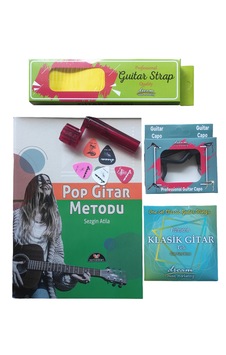 Gitar Metodu + Gitar Askısı + Kapo + Klasik Gitar Teli + Burgu Çe