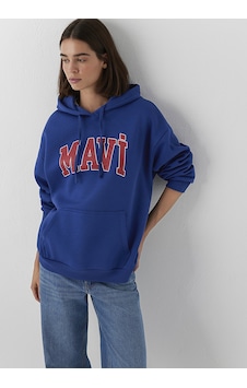 Mavı Logo Kapüsonlu Sweatshırt Derin Lac Mavi Mavı Logo Kapüsonlu Sweatshırt Derin Lac Mavi
